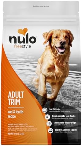 Nulo FreeStyle Adult Trim Dry Dog Food - High Protein Grain Free Dog Food for Healthy Weight Management, Natural Kibble with Probiotics, L-Carnitine and Fiber for Small, Medium, Large Breeds, 6lb Bag