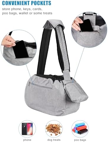 Ownpets XL Dog Sling 15-25lbs, Hands-Free Carrier with Bottom Support Pad