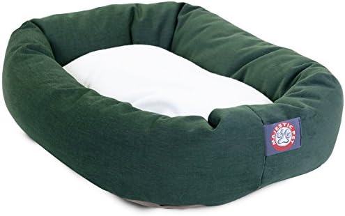 Majestic Pet Sherpa Bagel Dog Bed, 40 Inch Large, Round, Washable, Green