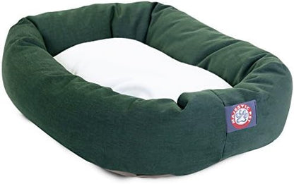 Majestic Pet Sherpa Bagel Dog Bed, 40 Inch Large, Round, Washable, Green
