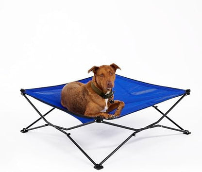 Coolaroo On-The-Go Elevated Dog Bed - Foldable Pop-Up Travel Dog Bed with Breathable, Moisture-Resistant Fabric, Carry Bag Included, Lightweight & Portable, Aquatic Blue, Extra Large