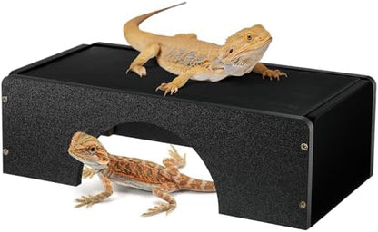 Weysat Large Bearded Dragon Basking Platform Reptile Hide Cave, 12.6x7x3 in