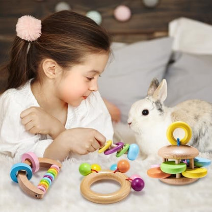 AOWPFVV Wooden Bunny Toys,Safe Rabbit Toys for Guinea Pigs,Small Animals