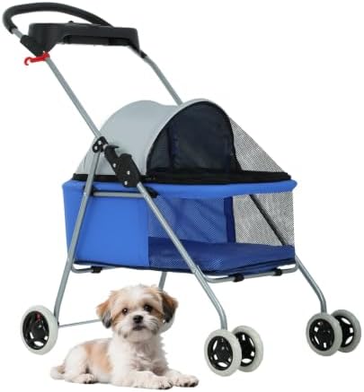 BestPet Foldable Pet Stroller for Small/Medium Dogs and Cats Up to 33 lbs
