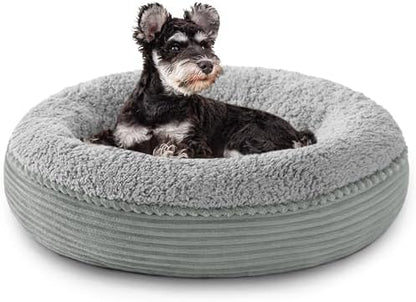 Love's cabin Round Donut Cat and Dog Cushion Bed, 24in Pet Bed for Small or Medium Dogs, Anti-Slip & Water-Resistant Bottom, Soft Durable Fabric Pet Beds, Washable Calming Cat Bed Pure Gray