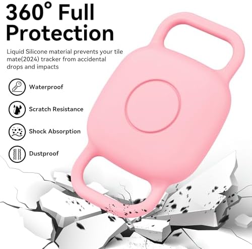 DDJ Waterproof Dog Collar Holder for Life360 Tile Mate Tracker, 2-Pack Durable Silicone Cover, Anti Lost for Life 360 Tile Tracker Case for Cat & Pet Collars, Easy Installation, Lightweight, Pink