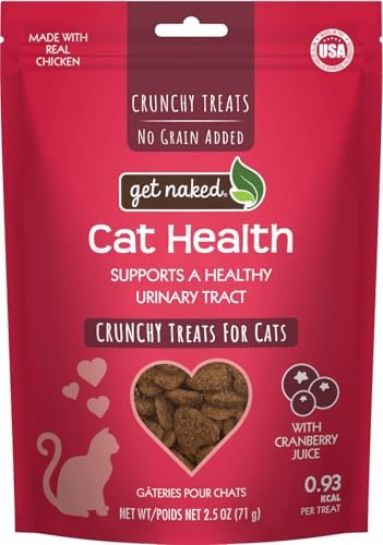 Get Naked Urinary Cat Health Treats with Cranberry & Real Chicken 6oz | Crunchy, Grain-Free, Natural Urinary Tract & Dental Care | Supports UT Support & Fresh Breath | Made in The USA