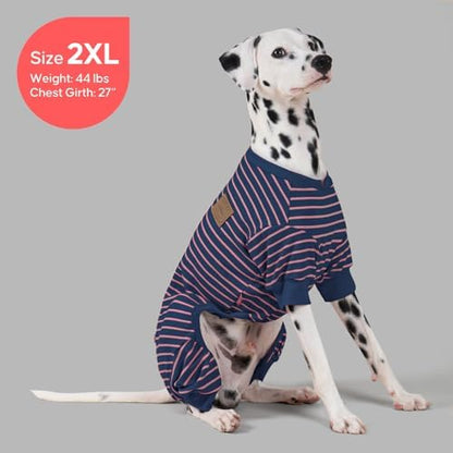 KYEESE Striped Dog Pajamas for Medium Large Dogs Thermal Fleece Onesie