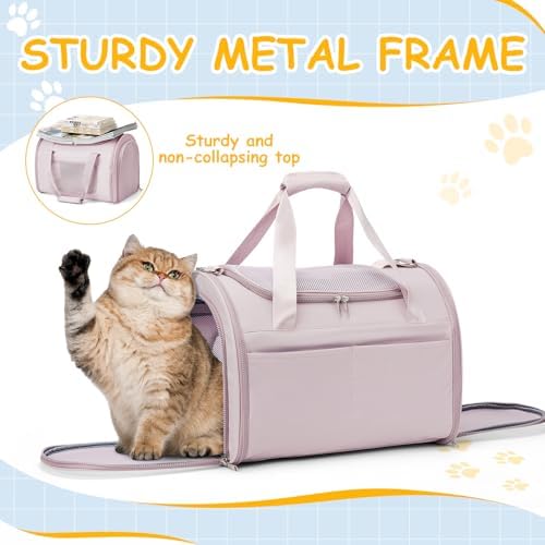 Cat Carrier Soft, Pet Dog Carrier Soft-Sided Airline Approved,Pink