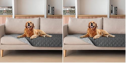 gogobunny 3X Stronger Waterproof Pet Blanket, Scratch Proof Furniture Protector for Dogs Cats, Reversible Cover 30x70 Inch, Dark Grey/Light Grey (Pack of 2)