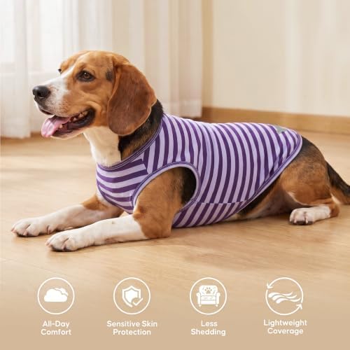 KYEESE 2Pack Cotton Dog Shirt for Small Medium Dogs Soft Striped Tank Top
