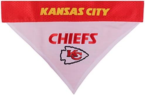 Pets First NFL Kansas City Chiefs Reversible Bandana Size XX-Large for Dogs & Cats. 2 Sided Sports Bandana, Premium Embroidery Team Logo, Many NFL Teams Available