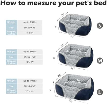 INVENHO Medium Dog Bed Rectangle Washable Orthopedic Soft Calming Sleeping Durable Pet Cuddler with Anti-Slip Bottom