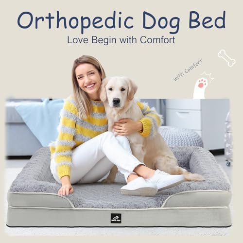 Orthopedic Dog Bed Medium Large Sized Dog, Extra Large Dog Bed(Grey, XXL)