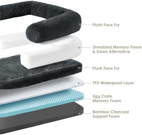 EHEYCIGA Orthopedic Foldable Human Dog Bed - 72x44x11, Dark Grey