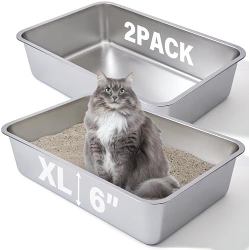 Stainless Steel Litter Box XL, Metal Litter Box 2 Pack