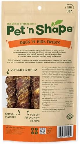 Pet 'n Shape Duck 'n Hide Twist - Duck Wrapped Rawhide Natural Dog Treats, Large, 6 Count (Pack of 4)