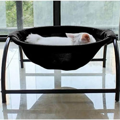 JUNSPOW Cat Bed Sleeping Cat Hammock, 16.9in x 16.9in x 9.5in, Black