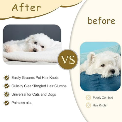 Double Sided Dematting Comb for Dogs & Cats - 2-in-1 Undercoat Rake & Double Coat Dog Brush, Pet Grooming Tool for Removing Mats & Deshedding (Blue)