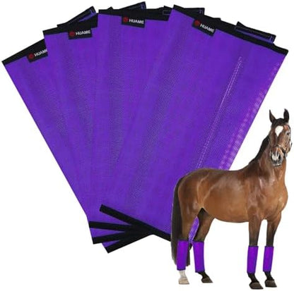 Horse Fly Boots, Breathable Mesh Protection Set of 4, Comfortable Horse Leggings, Breathable Mesh Design, Equine Supplies for Reduce Stomping, Hoof Damage & Leg Fatigue (Purple, Large)