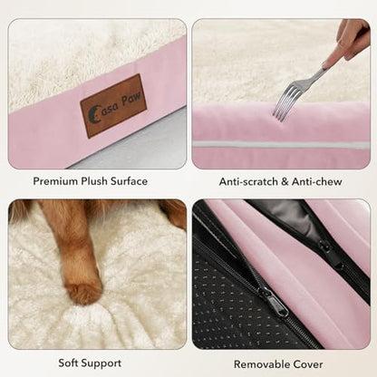 Waterproof Orthopedic Dog Bed for Extra Large Dogs, 48x30in, Pink