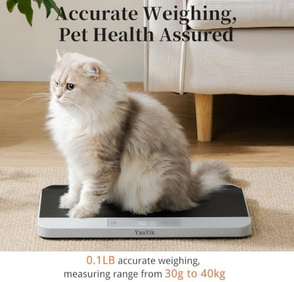 YAUYIK Digital Pet Scale, Baby Scale with Non-Slip Mat, Up to 40kg, Grey