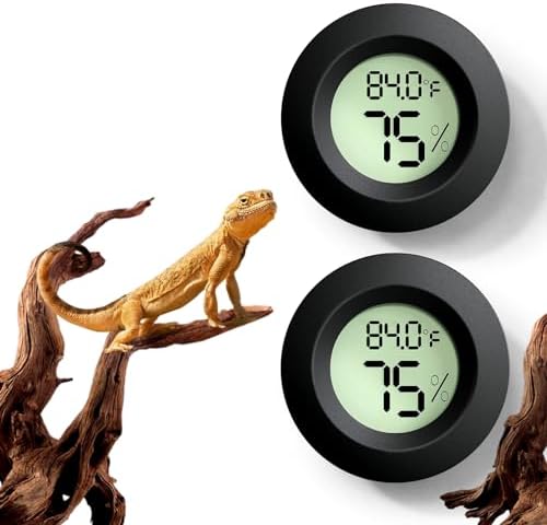 Reptile Tank Accessories, 2 PCS Reptile Thermometer and Humidity Gauge for Bearded Dragon, Jumping Spider, Leopard Gecko, Hermit Crab, Gecko, Ball Python, Lizard