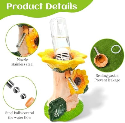 BNOSDM Hamster Water Bottle No Drip Ceramic Hamster Water Bottle for Glass Tank - 80ML Water Dispenser with Yellow Sunflower Stand Holder for Syrian Hamsters Dwarf Hamsters Mice Gerbils