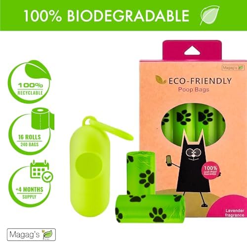 Eco-Friendly Dog Waste Solution - 240 Count Biodegradable Leakproof Dog Poop Bags with Free Dispenser & Lavender Scent