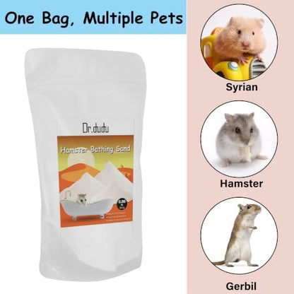 DR.DUDU Hamster Bath Sand, Dust Free Desert Sand or Potty Litter Sand for Hamster Chinchillas Gerbil Syrian Mice Small Animals (White, 14oz)