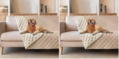 gogobunny 100% Double-Sided Waterproof Dog Bed Cover Pet Blanket Sofa Couch Furniture Protector for Puppy Large Dog Cat, Reversible (52x82 Inch (Pack of 2), Dark Beige/Light Beige)