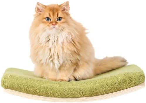 Curved Cat Shelves and Perches, Floating Cat Wall Bed with Comfortable Cushion