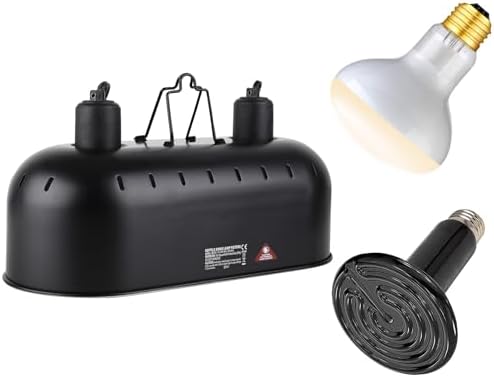 DXOPHIEX Dual Reptile Light Fixture Reptile Heat Lamp Fixture