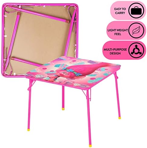 Idea Nuova Trolls 3 Piece Children's Activity Square Table and Chair Set, Ages 3+