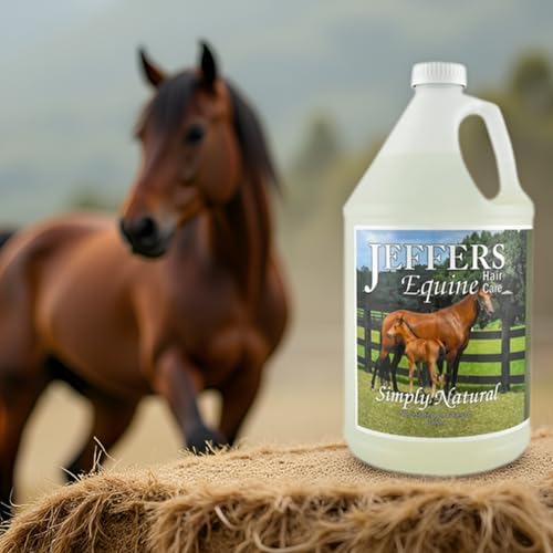 Jeffers Equine Simply Natural Horse Shampoo, 128 oz - Concentrated Deodorizing Horse Shampoo for Sensitive Skin, Moisturizes Coat, Mane & Tail with Coconut, Aloe Vera, Shea Butter & Vitamins C & E