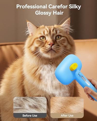 ROJECO 3-in-1 Pet Steam Brush,Spray Hair Removal Detangling Comb,Blue