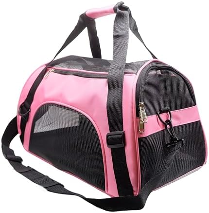 ZaneSun Cat Carrier,Soft-Sided Pet Travel Carrier for Cats,Dogs Puppy Comfort Portable Foldable Pet Bag Airline Approved (Medium-LightPink)