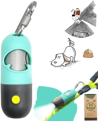 YUCHIYA Dog Poop Bag Holder Dispenser with LED Flashlight(Mint Green)
