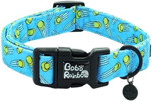 Dog Collar-Tennis Balls Print Adjustable Pet Collars Comfortable Spring Summer Puppy Collar Cute Cotton Durable Collars Gift for Medium Dogs