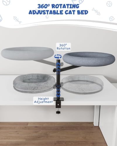 Acools Round Cat Bed Kitten Beds, Gray Donut Small Cats Bed
