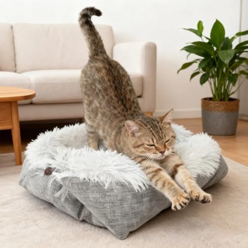 FAMILY'S BACKYARD Cat Bed for Indoor Cats,Foldable, Dual-Style Warm Pet Bed, Suitable for Individual Cats and Small Dogs.Dog beds for Small Dogs，Size:27.56 * 23.62 * 1.18inch.