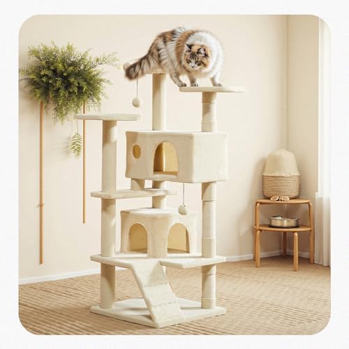 54 Inch Cat Tree Tower with Natural Sisal Scratching Post