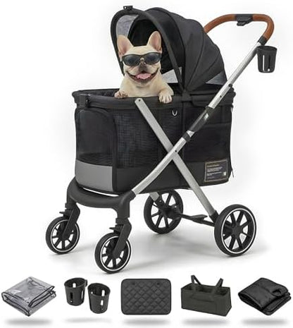 Pet Stroller for Large and Medium Dogs, One-Hand Foldable