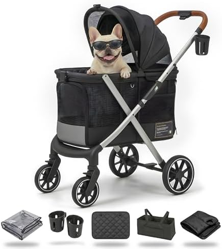 Pet Stroller for Large and Medium Dogs, One-Hand Foldable