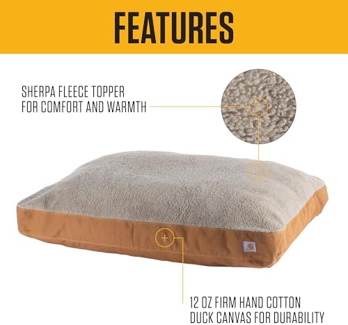 Carhartt Firm Duck Sherpa-Topped Dog Bed Carhartt Brown M