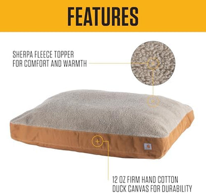 Carhartt Firm Duck Sherpa-Topped Dog Bed Carhartt Brown M