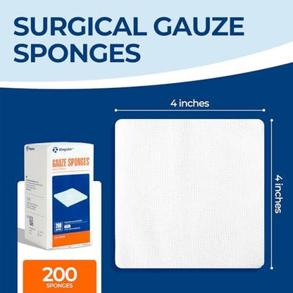 Kingstar 4x4 Inch Gauze Sponges 8-Ply, 800 Count (4 Packs of 200)