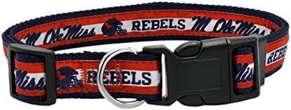 Pets First Collegiate PET Collar New Version Mississippi Ole Miss Rebels Dog Collar, Size Medium. Best Sports Team Color for Dogs & Cats. A Shiny & Colorful Dog & Cat Collar Licensed by The NCAA