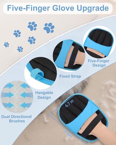 2 Pack Pet Hair Removal Glove, Five-Finger Tool for Dogs and Cats