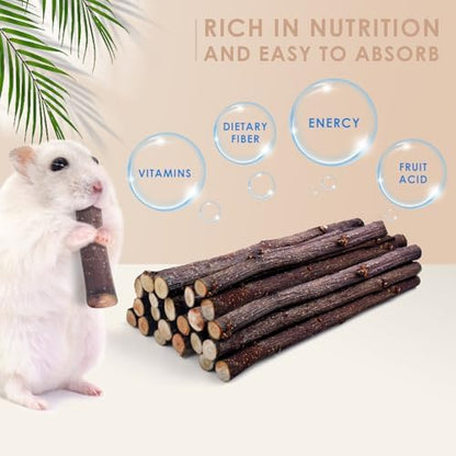 Bissap 120g/4.2oz Natural Apple Wood Sticks, Molar Chew Toys for Small Pet